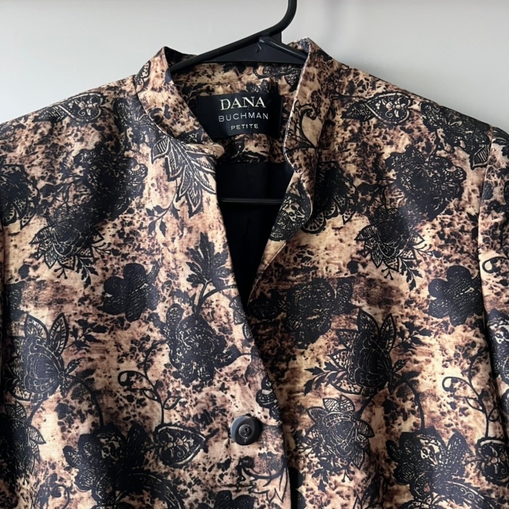 Dana Buchman Petite Women's‎ Blazer Jacket Floral Print Linen Blend - Picture 8 of 14